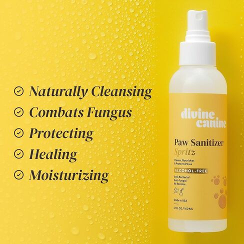 Dog Paw Cleaner - 5.1 Fl Oz of Alcohol Free Rosewater Scented Paw Sanitizer Spritz - Made with Rosewater, Aloe, Copaiba Oil, and Lemongrass Oil to Nourish and Clean Paws - Made in The USA in Kuwait