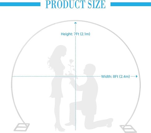 8FT Round Wedding Balloon Metal Arch Bracket，Circle Backdrop Stand Frame Floral Frame，Bridal Shower Anniversary Booth Background Decoration (White) in Kuwait