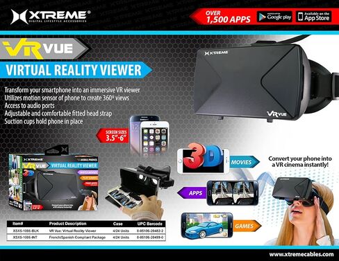 عارض الواقع الافتراضي VR VUE من Xtreme Cables للهواتف مقاس 3.5 إلى 6 بوصات in Kuwait