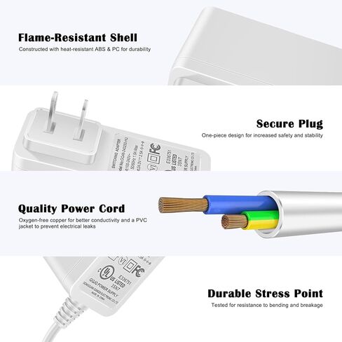 24V 2.5A LED Power Supply Adapter - 60W Max, UL Certified, Perfect for 24V Projects: COB LED Strips, LED Pixel, CCTV Camera & Computer Projects - Safety Overload & Thermal Protection in Saudi Arabia
