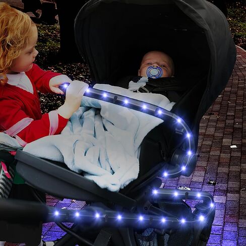 9.8FT Stroller Lights - Durable Baby Stroller Lights for Walking at Night, Make The Stroller Visible, with Cable Ties, LED Lights for Stroller Accessories Bikes, Multicolor in Kuwait