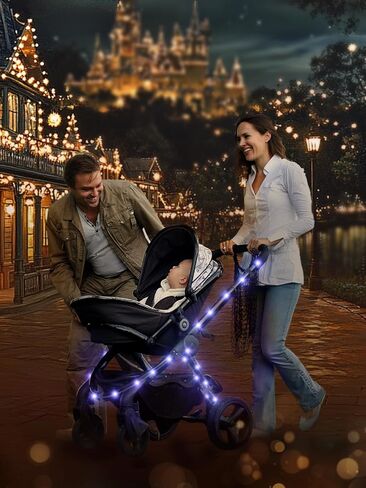 9.8FT Stroller Lights - Durable Baby Stroller Lights for Walking at Night, Make The Stroller Visible, with Cable Ties, LED Lights for Stroller Accessories Bikes, Multicolor in Kuwait