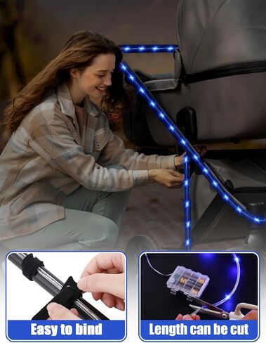 9.8FT Stroller Lights - Durable Baby Stroller Lights for Walking at Night, Make The Stroller Visible, with Cable Ties, LED Lights for Stroller Accessories Bikes, Multicolor in Kuwait