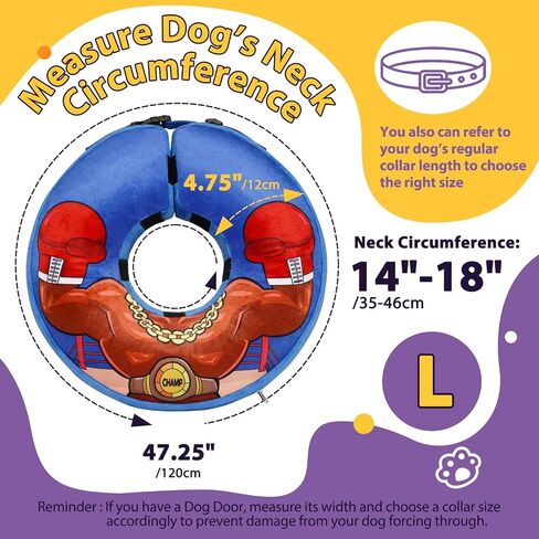 Crazy Felix Soft Donut Cone for Dogs to Stop Licking, Chihuahua Pomeranian Recovery Collar After Surgery Inflatable Cone Alternative for Small Medium Large Dogs, Elizabethan Collar with Boxer Pattern in Saudi Arabia