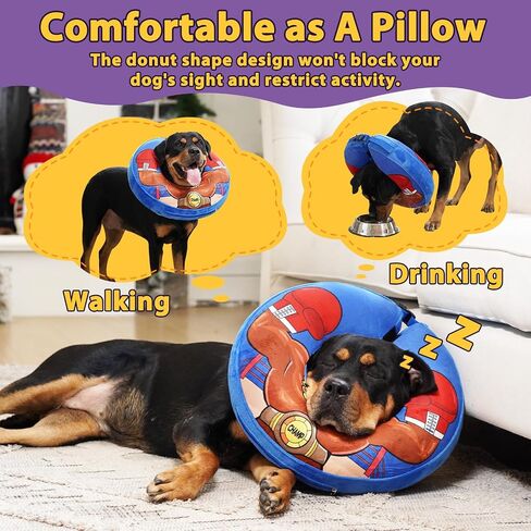 Crazy Felix Soft Donut Cone for Dogs to Stop Licking, Chihuahua Pomeranian Recovery Collar After Surgery Inflatable Cone Alternative for Small Medium Large Dogs, Elizabethan Collar with Boxer Pattern in Saudi Arabia