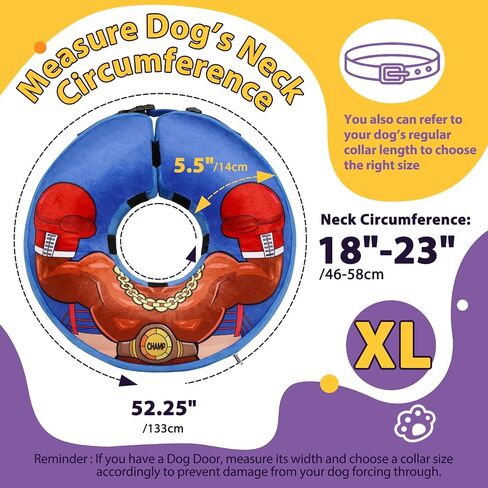 Crazy Felix Soft Donut Cone for Dogs to Stop Licking, Chihuahua Pomeranian Recovery Collar After Surgery Inflatable Cone Alternative for Small Medium Large Dogs, Elizabethan Collar with Boxer Pattern in Saudi Arabia