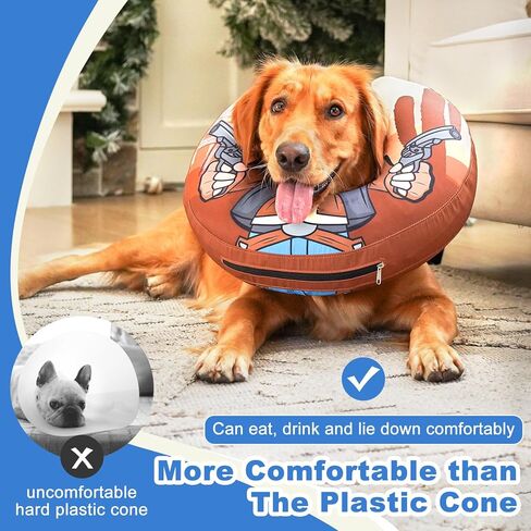 طوق مخروطي للكلاب من باركليس، بديل مخروطي للكلاب قابل للنفخ لوقف اللعق، مخاريط ناعمة للكلاب الصغيرة والمتوسطة الكبيرة، طوق على شكل كعكة دونات قابل للتعديل للتعافي الوقائي بعد الجراحة، لا يحجب الرؤية in Kuwait