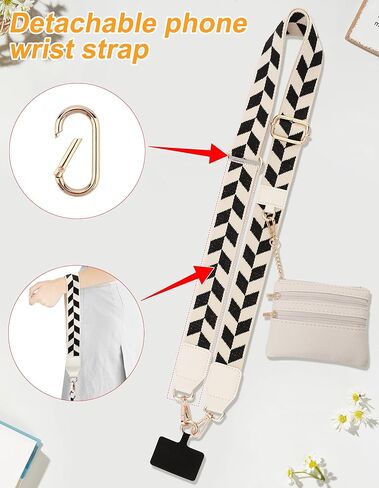 Jusy Clip and Go Strap للهاتف مع محفظة كروس، حزام هاتف مع حقيبة بسحاب، حبل أنيق متعدد الوظائف قابل للتعديل مع محفظة جلدية لجميع الهواتف - بني in Kuwait