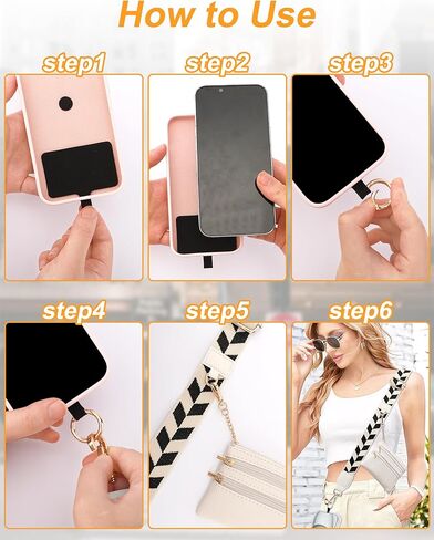 Jusy Clip and Go Strap للهاتف مع محفظة كروس، حزام هاتف مع حقيبة بسحاب، حبل أنيق متعدد الوظائف قابل للتعديل مع محفظة جلدية لجميع الهواتف - بني in Kuwait