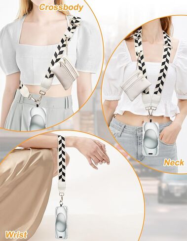 Jusy Clip and Go Strap للهاتف مع محفظة كروس، حزام هاتف مع حقيبة بسحاب، حبل أنيق متعدد الوظائف قابل للتعديل مع محفظة جلدية لجميع الهواتف - بني in Kuwait