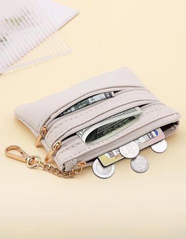 Jusy Clip and Go Strap للهاتف مع محفظة كروس، حزام هاتف مع حقيبة بسحاب، حبل أنيق متعدد الوظائف قابل للتعديل مع محفظة جلدية لجميع الهواتف - بني in Kuwait