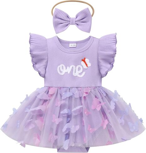 IBTOM CASTLE Newborn Infant Girl Romper Dress 1st Birthday Outfit Cake Smash Princess Party Dress with Headband in Saudi Arabia