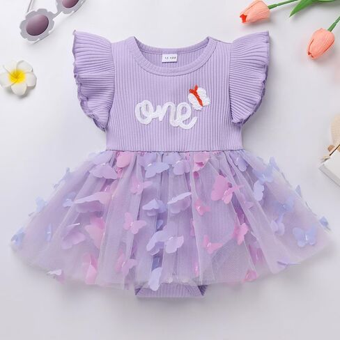 IBTOM CASTLE Newborn Infant Girl Romper Dress 1st Birthday Outfit Cake Smash Princess Party Dress with Headband in Saudi Arabia
