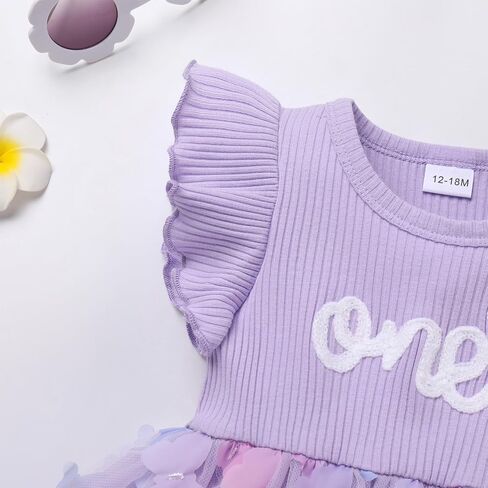 IBTOM CASTLE Newborn Infant Girl Romper Dress 1st Birthday Outfit Cake Smash Princess Party Dress with Headband in Saudi Arabia