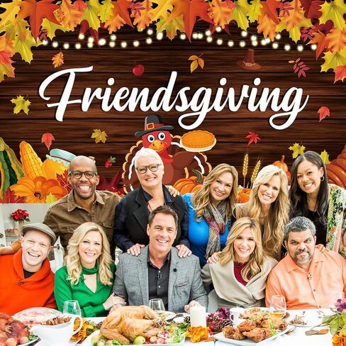Happy Friendsgiving Banner Thanksgiving Party Decorations Autumn Maple Leaves Pumpkin Wood Wall Background for Fall Thanksgiving Friends Party Wall Decor in Saudi Arabia