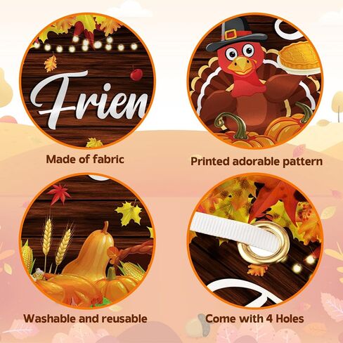 Happy Friendsgiving Banner Thanksgiving Party Decorations Autumn Maple Leaves Pumpkin Wood Wall Background for Fall Thanksgiving Friends Party Wall Decor in Saudi Arabia