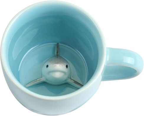Shark Ceramic Mug Hidden 3D Animal Inside Cup,12 OZ Handmade Cute Figurine Mugs,Christmas and Birthday Gift for Boys Girls or Kids(Shark) in Saudi Arabia