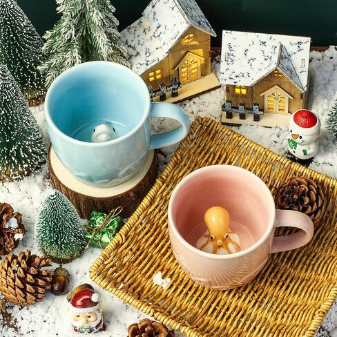 Shark Ceramic Mug Hidden 3D Animal Inside Cup,12 OZ Handmade Cute Figurine Mugs,Christmas and Birthday Gift for Boys Girls or Kids(Shark) in Saudi Arabia
