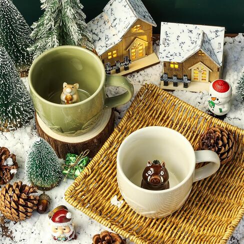 Shark Ceramic Mug Hidden 3D Animal Inside Cup,12 OZ Handmade Cute Figurine Mugs,Christmas and Birthday Gift for Boys Girls or Kids(Shark) in Saudi Arabia