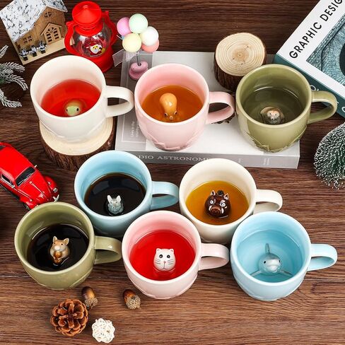 Shark Ceramic Mug Hidden 3D Animal Inside Cup,12 OZ Handmade Cute Figurine Mugs,Christmas and Birthday Gift for Boys Girls or Kids(Shark) in Saudi Arabia