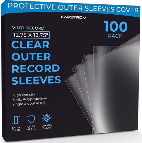 Record Sleeves for Album Covers (50 Pack, 12.75" x 12.75", 3 mil Thick), Clear Plastic Outer Sleeves to Protect 12" LP Vinyl Record Albums, Archival Quality for Media Collection Protection in Kuwait