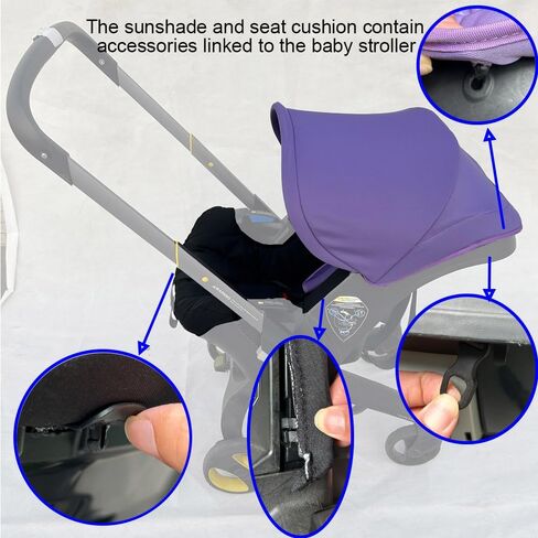 Stroller Accessory Washing Kit Textile Set, Colorful Canopy & Water Resistance Soft Cushion Compatible with DOONA Strollers (Fashion Black) in Saudi Arabia