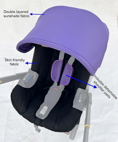 Stroller Accessory Washing Kit Textile Set, Colorful Canopy & Water Resistance Soft Cushion Compatible with DOONA Strollers (Fashion Black) in Saudi Arabia