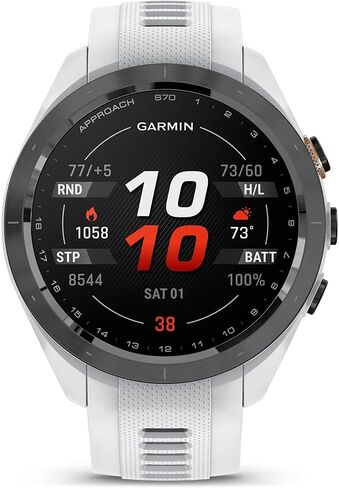 ساعة جولف Garmin 010-02746-00 Approach S70 مقاس 42 مم GPS بريميوم، حزام أبيض | نموذج الشريك الرسمي للولايات المتحدة الأمريكية | حزمة مع واقي شاشة Deco Essentials 2-Pack، وأداة جولف 7 في 1، وأغطية رأس حديدية in Saudi Arabia