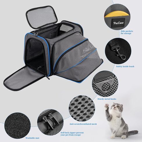 Soft Sided Cat Carrier for Small Medium Cats and Puppy up to 15lbs,Airline Approved Cat Carrier,Expandable Cat Travel Bag in Saudi Arabia