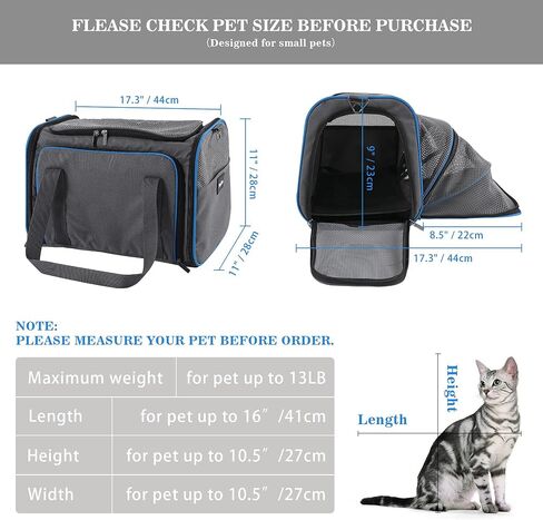 Soft Sided Cat Carrier for Small Medium Cats and Puppy up to 15lbs,Airline Approved Cat Carrier,Expandable Cat Travel Bag in Saudi Arabia