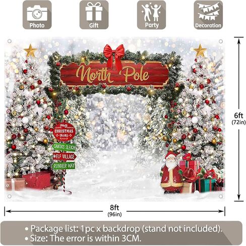 ZTHMOE Fabric 7x5ft Merry Christmas Winter Photography Backdrop North Pole Forest Snow Xmas Tree Background Santa Party Decoration Holiday Photo Banner Props in Saudi Arabia