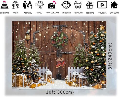 LTLYH 7x5ft Christmas Barn Door Decoration Backdrop Winter Christmas Photography Backdrop Christmas Party Banner Decorations Photo Backdrops Xmas Eve Photo Booth Props Backdrop 285 in Kuwait