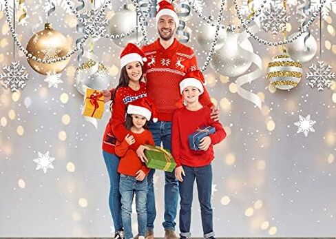 Golden Christmas Backdrops for Photography Xmas Snow Photo Background Santa Winter Baby Shower Snowflake Xmas Party Favors Birthday Backdrop New Year Decorations Christmas Photo Booth Props 7x5ft in Kuwait