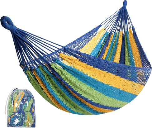 Handwoven Mayan Hammock - Portable Family Hammock with Carry Bag Matrimonial Size Multi-Color Handmade Hammock for Travel Camping Backyard, Porch, Outdoor or Indoor Use in Kuwait