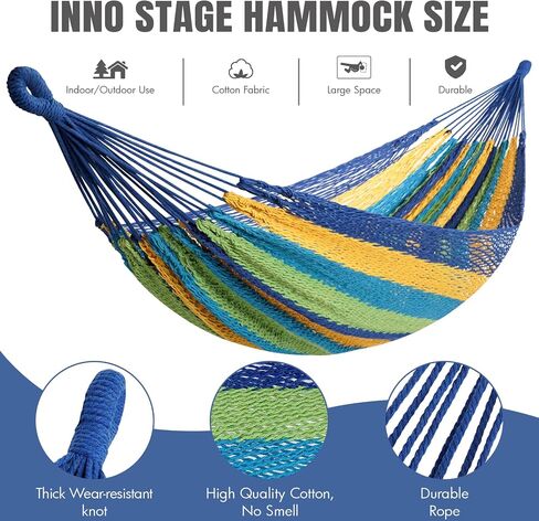 Handwoven Mayan Hammock - Portable Family Hammock with Carry Bag Matrimonial Size Multi-Color Handmade Hammock for Travel Camping Backyard, Porch, Outdoor or Indoor Use in Kuwait