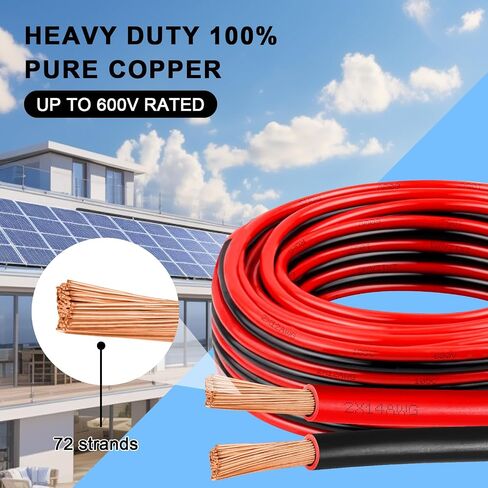 10AWG-10FT Red/Black Pure Copper Stranded Electrical Wiring for Speaker, Automotive, Trailer, Stereo and Home Theater Applications in Kuwait