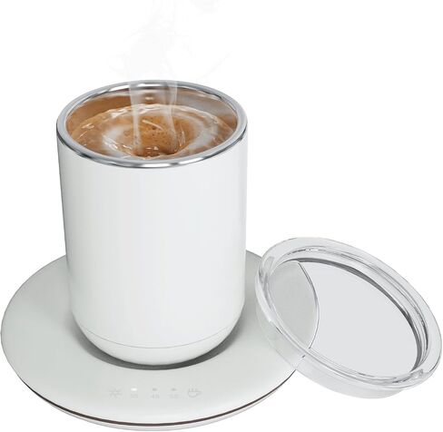 Coffee Mug Warmer with Self Stirring Set, 10oz Rechargeable Self Warming Coffee Mug for Desk Auto Shut Off, 100℉-149℉ Smart Temperature Control Beverages Warm Mug for Stirring & Heating (Green) in Saudi Arabia