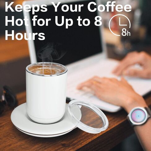 Coffee Mug Warmer with Self Stirring Set, 10oz Rechargeable Self Warming Coffee Mug for Desk Auto Shut Off, 100℉-149℉ Smart Temperature Control Beverages Warm Mug for Stirring & Heating (Green) in Saudi Arabia