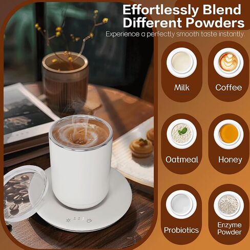 Coffee Mug Warmer with Self Stirring Set, 10oz Rechargeable Self Warming Coffee Mug for Desk Auto Shut Off, 100℉-149℉ Smart Temperature Control Beverages Warm Mug for Stirring & Heating (Green) in Saudi Arabia
