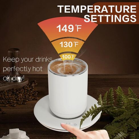 Coffee Mug Warmer with Self Stirring Set, 10oz Rechargeable Self Warming Coffee Mug for Desk Auto Shut Off, 100℉-149℉ Smart Temperature Control Beverages Warm Mug for Stirring & Heating (Green) in Saudi Arabia