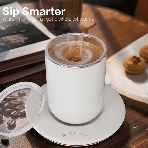 Coffee Mug Warmer with Self Stirring Set, 10oz Rechargeable Self Warming Coffee Mug for Desk Auto Shut Off, 100℉-149℉ Smart Temperature Control Beverages Warm Mug for Stirring & Heating (Green) in Saudi Arabia