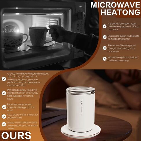 Coffee Mug Warmer with Self Stirring Set, 10oz Rechargeable Self Warming Coffee Mug for Desk Auto Shut Off, 100℉-149℉ Smart Temperature Control Beverages Warm Mug for Stirring & Heating (Green) in Saudi Arabia