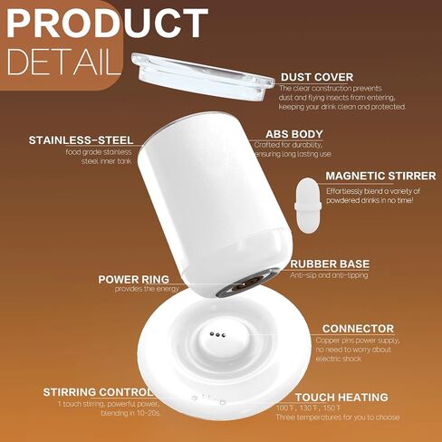 Coffee Mug Warmer with Self Stirring Set, 10oz Rechargeable Self Warming Coffee Mug for Desk Auto Shut Off, 100℉-149℉ Smart Temperature Control Beverages Warm Mug for Stirring & Heating (Green) in Saudi Arabia