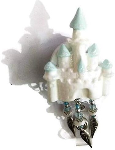 Fairy tale castle badge holder and retractable reel with glass and metal beads in Saudi Arabia