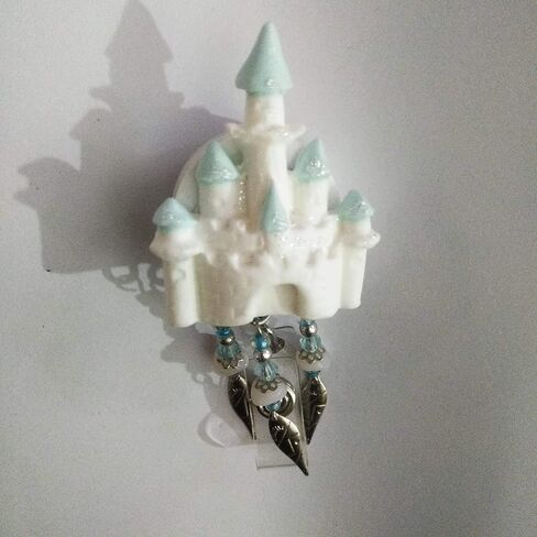 Fairy tale castle badge holder and retractable reel with glass and metal beads in Saudi Arabia