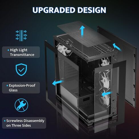 حافظة كمبيوتر DarkFlash ATX Mid-Tower، حافظة كمبيوتر بمراوح PWM ARGB مثبتة مسبقًا، حافظة كمبيوتر ألعاب من الزجاج المقوى المزدوج، منفذ من النوع C، تدعم ما يصل إلى 360 مم من مشعاع تبريد المياه، أبيض (DS900) in Kuwait
