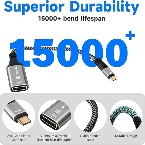 4K USB C to HDMI Adapter 3 Pack, Type-C Male (Source) to HDMI Female (Screen) Braided Cord Connector, 4K@60Hz, Thunderbolt 3/4 Compatible, for iPhone 16 Series, MacBook Pro, Air, iPad Pro, Galaxy 24 in Saudi Arabia