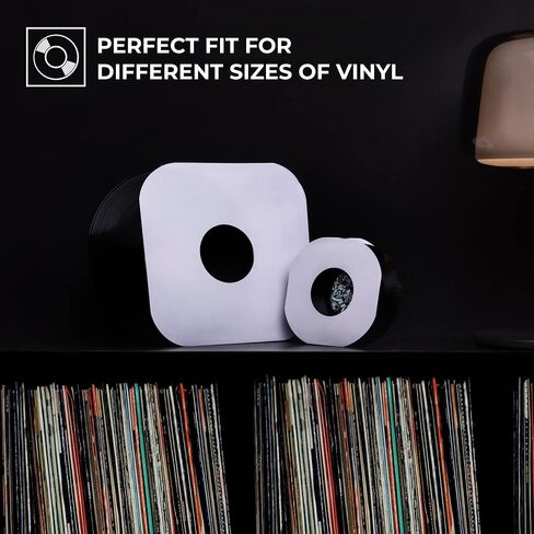 Big Fudge Vinyl Record Sleeves Inner - Vinyl Sleeves - Clear 3-Layer Album Covers with Anti-Static Rice Paper - Acid Free Protective Outer Cover for 7" Records - White, 50 Pack in Kuwait