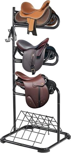 VEVOR Wall Mounted Saddle Rack, 30.9 x 29.9 x 5.5 in, 2 Packs Swing Out Saddle Holder, Three Tiers Horse Saddle Stand, Space Saving Horse Pad and Blanket Rack for Tack Room Organization in Saudi Arabia