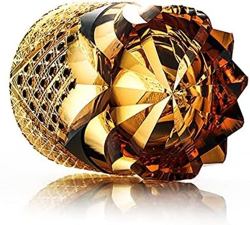 Edo Kiriko Luxurious Crystal Amber Glassware Black Unique Glass Hand Cut 10 OZ Gift Box Packaging for Whisky Cocktail Quality Gift in Saudi Arabia
